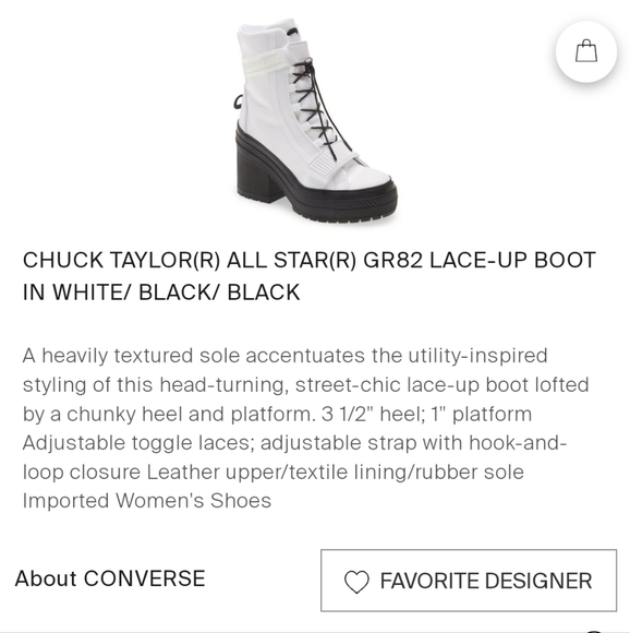 CONVERSE CHUCK TAYLOR ALL STAR GR82 PLATFORM WOMEN'S BOOTS in WHITE, sz 6 - Picture 16 of 16